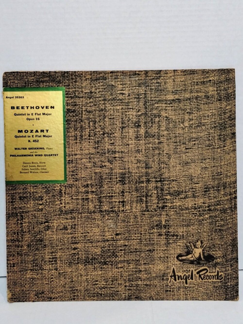 Beethoven Mozart Quintets Walter Gieseking Dennis Brain Angel 35303 Mono